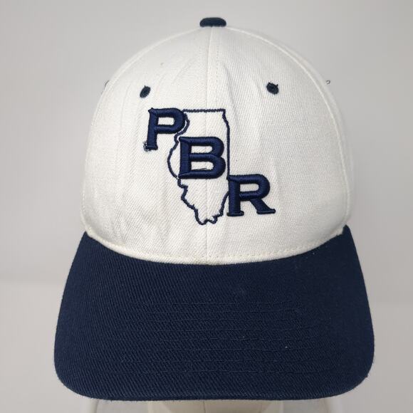 PBR Fitted Hat White Medium Embroidered Colorblock Kennedy Athletic - Picture 2 of 9